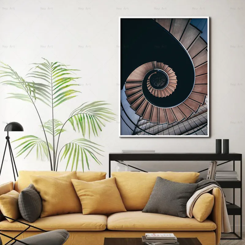 

Wall Art Spiral Stairs Canvas Painting Nordic Posters and Prints Pictures Living Room Home Decor