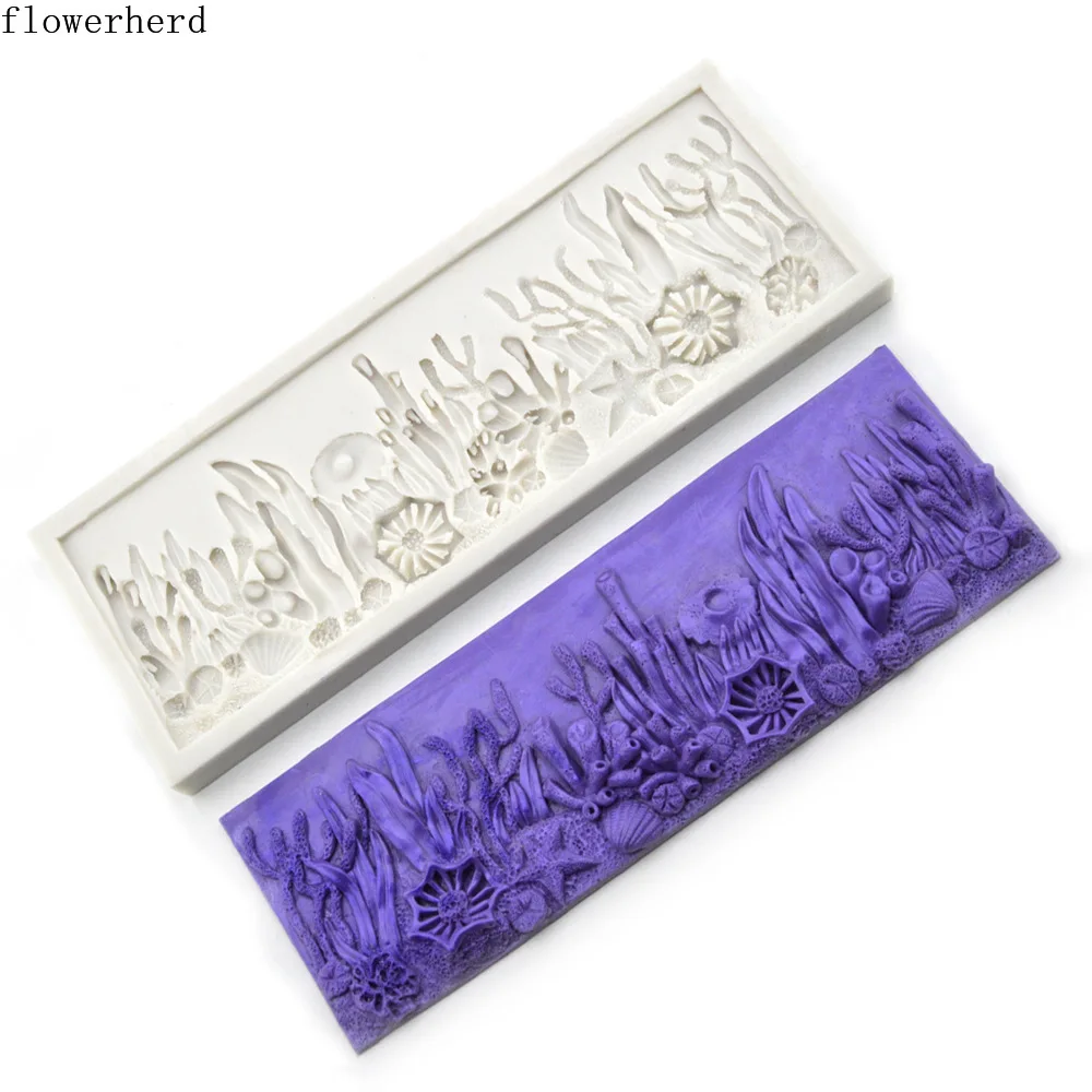 

DIY Cake Decorating Tools Marine Series Conch Coral Bath Shell Silicone Mold Fondant Cake Mold Cake Lace Mat Pastry Tools