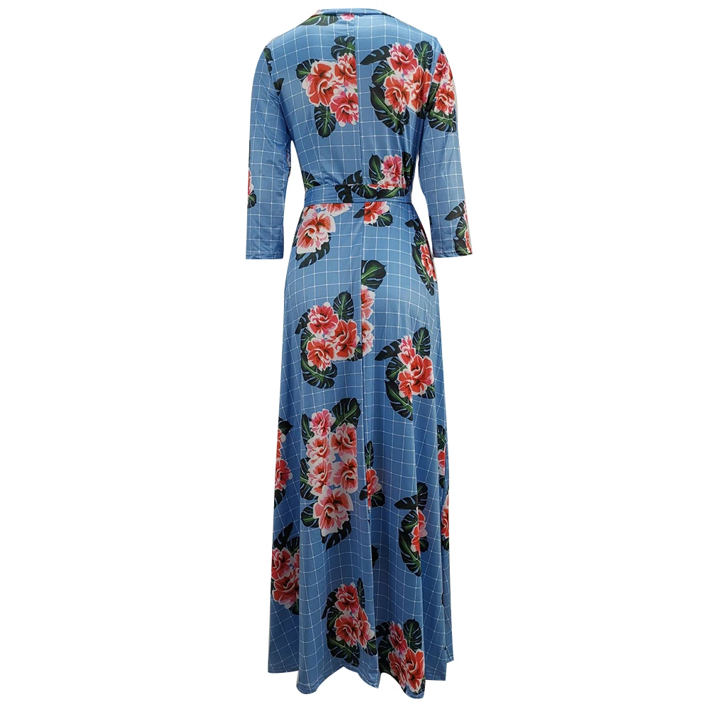 Осенние вечерние женские платья больших размеров с цветочным принтом и