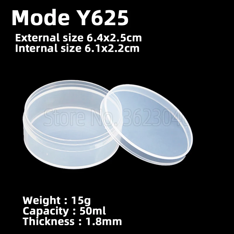 

10 pieces Y625 Round Plastic Case Parts Accessory Organize Storage Screw Sample Transparent Box 6.1x2.2cm