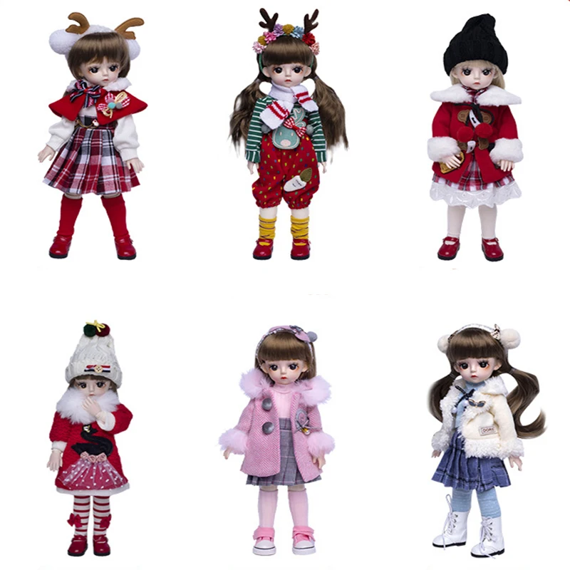

30CM Christmas Bjd Doll 18 Joints Beauty Make Up DIY Bjd Dolls With Red ELK Suit Gifts For Christmas Handmade Beauty Toy 1/6 BJD