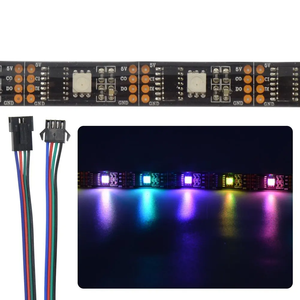 WS2801 RGB Светодиодная лента 32 пикселя/светодиода/м быстрая передача данных и часы
