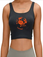 cancer creative pattern crop top womens 12 constellation printing tank top summer sleeveless slim fit sport vest