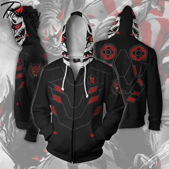 Фантазия Мода Аниме злой Косплей Custome 3D печатные толстовки на молнии