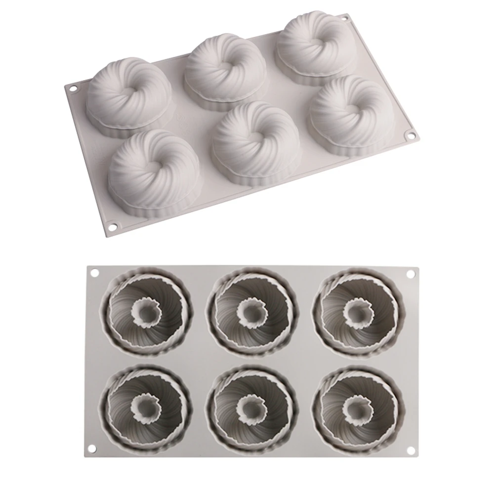 6 cavity вихревой силиконовые формы для выпечки муссов и десертов силиконовый 3D
