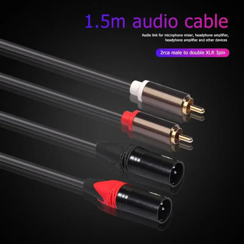 1 5 м аудио кабель 4.9ft двойной RCA штекер на XLR 3pin мужской адаптер Шнур для микрофона