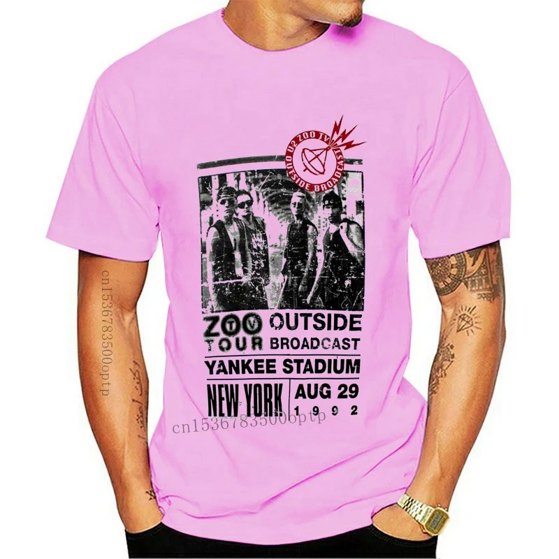 

New U2 Zoo TV Tour 2021 York 1992 Yankee Stadium Slim Fit T-Shirt Short Sleeves Cotton Fashion T Shirt Free Shipping