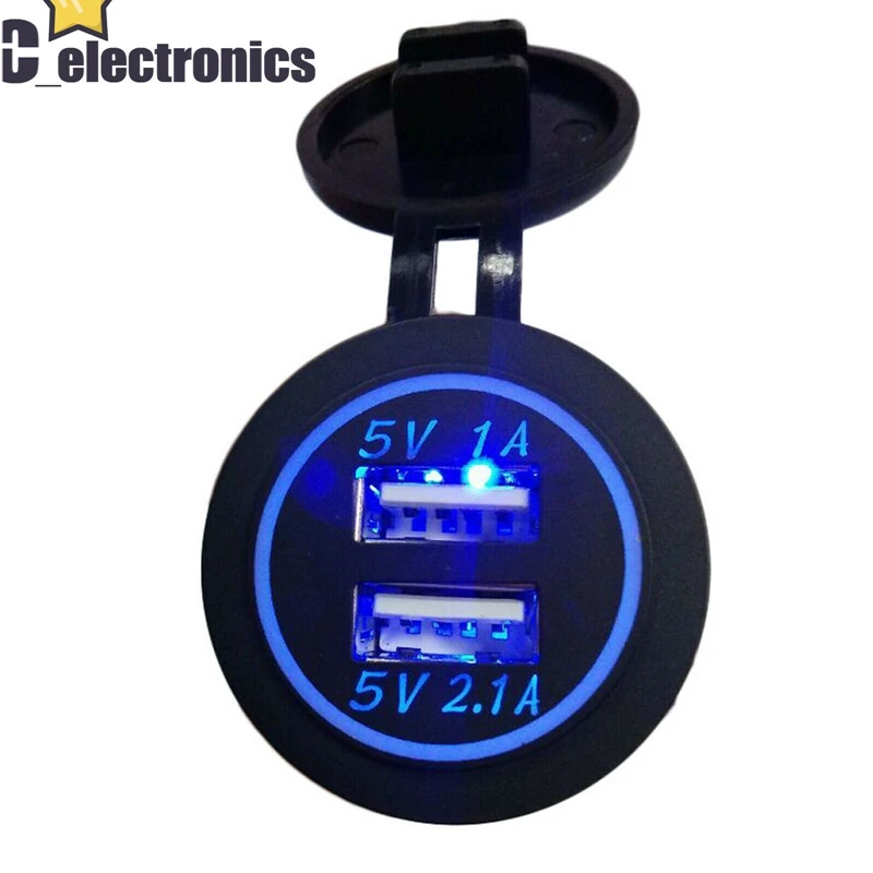 

12-24V Dual USB Port Car Charger Power Adaptor Splitter Cigarette Lighter Socket