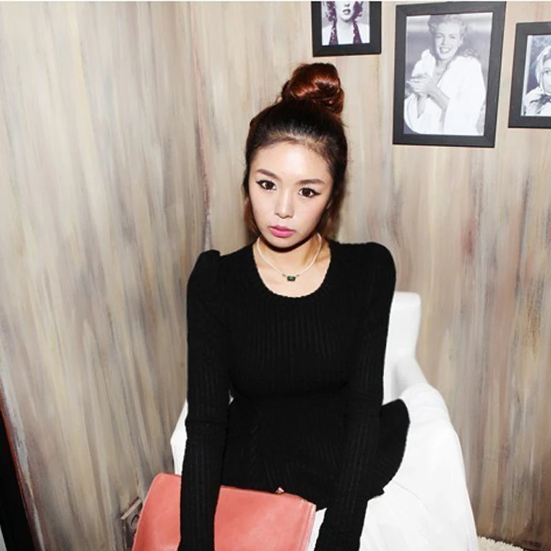 Топ с баской и круглым вырезом пышными рукавами | Женская одежда