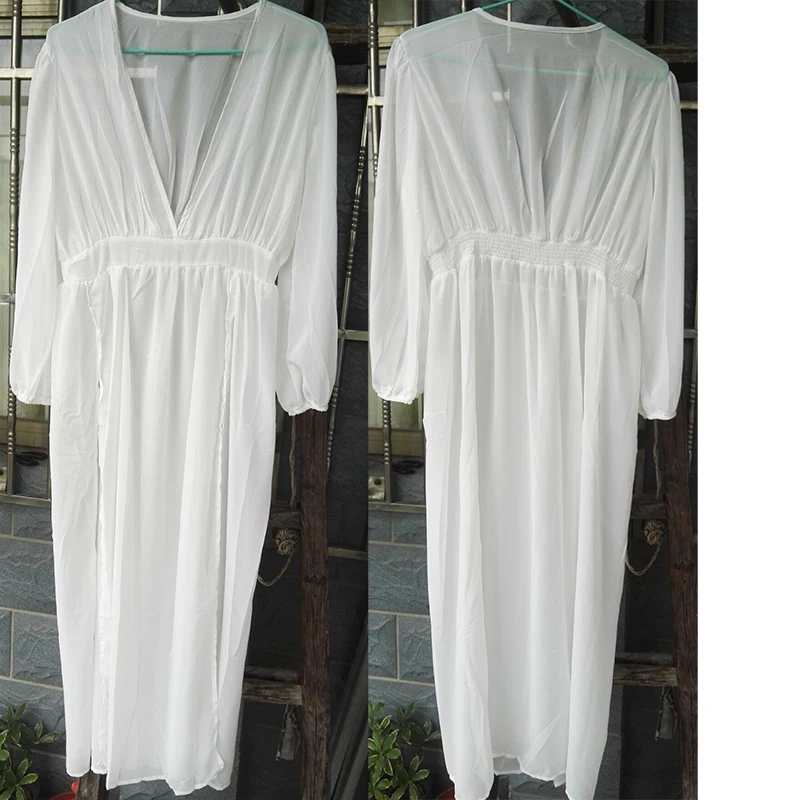 Женское длинное шифоновое платье Пляжное Платье в стиле бохо с глубоким V