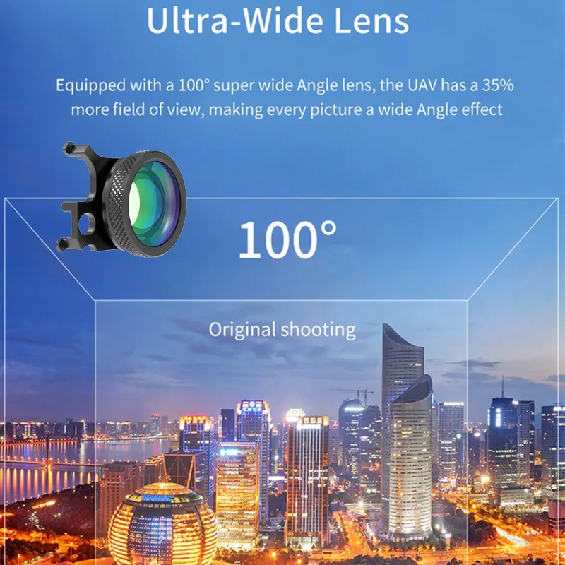 Ulanzi Mavic Air 2 широкоугольный объектив рыбий глаз 1.33X Anamorphic Фильтры объектива для DJI