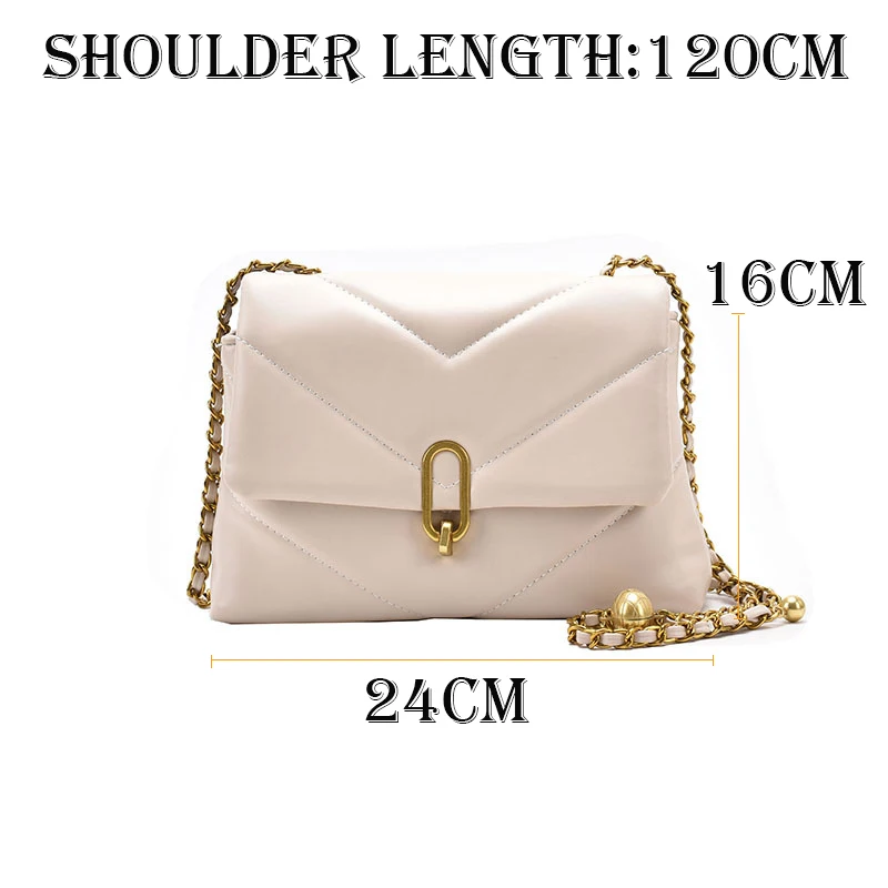 

Women Leather Bag Fashion Metal Chain Flap Crossbody Bags Luxury Handbag Women Messenger Purse Trendy Retro Lady Shoulder Bag