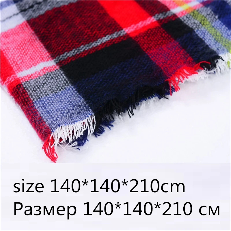 

New Women's Winter Triangle Scarf Plaid Warm Cashmere Knitting Scarves Female Shawls Pashmina Lady Bandana Wraps Blanket Bandana
