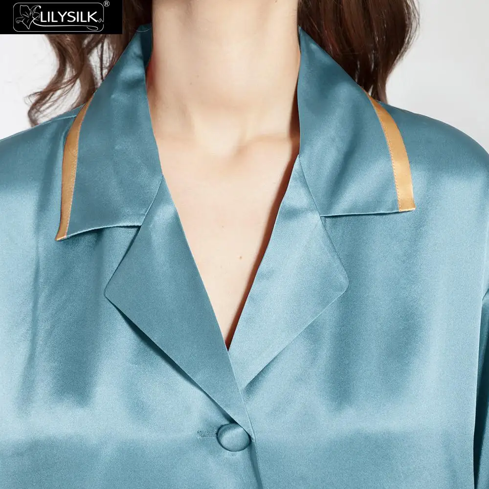 LilySilk пижамы шелковая женская костюм комплект белье ночное шорты 22 Momme с длинным