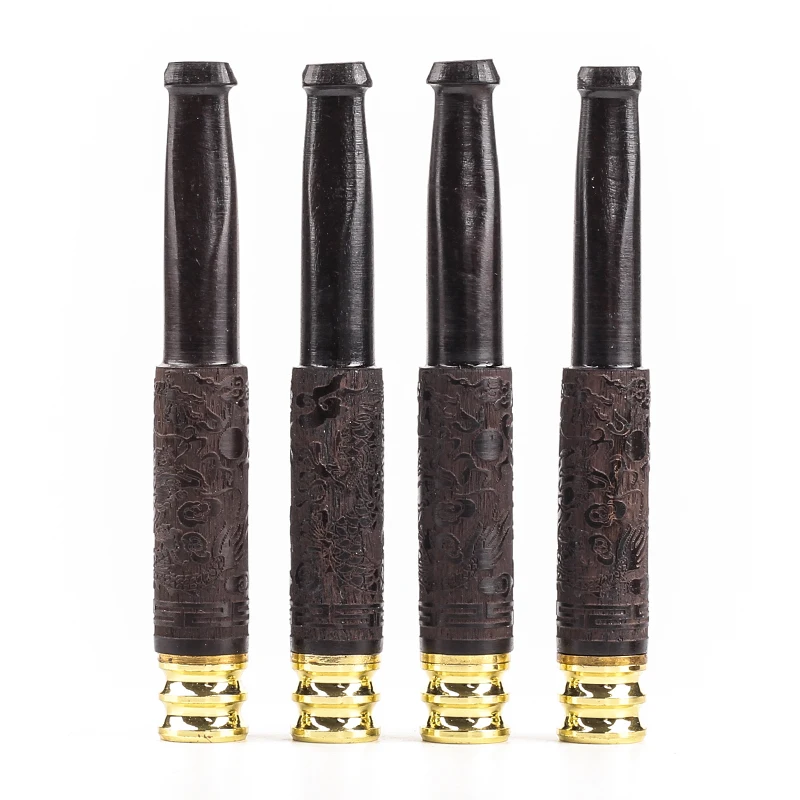 New 1pcs Carved Ebony Wood Cigarette Holder Pipes Portable Filters Smoking Pipe Herb Narguile Smoke h2132 | Дом и сад