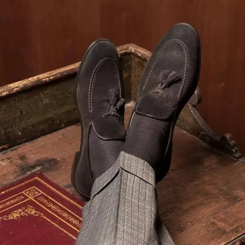 

Men Shoes Office Faux Suede Simplicity Banquet Sapatos Para Hombre Comfortable Loafers Fat Spring Autumn Slip on Fat Brown KP466