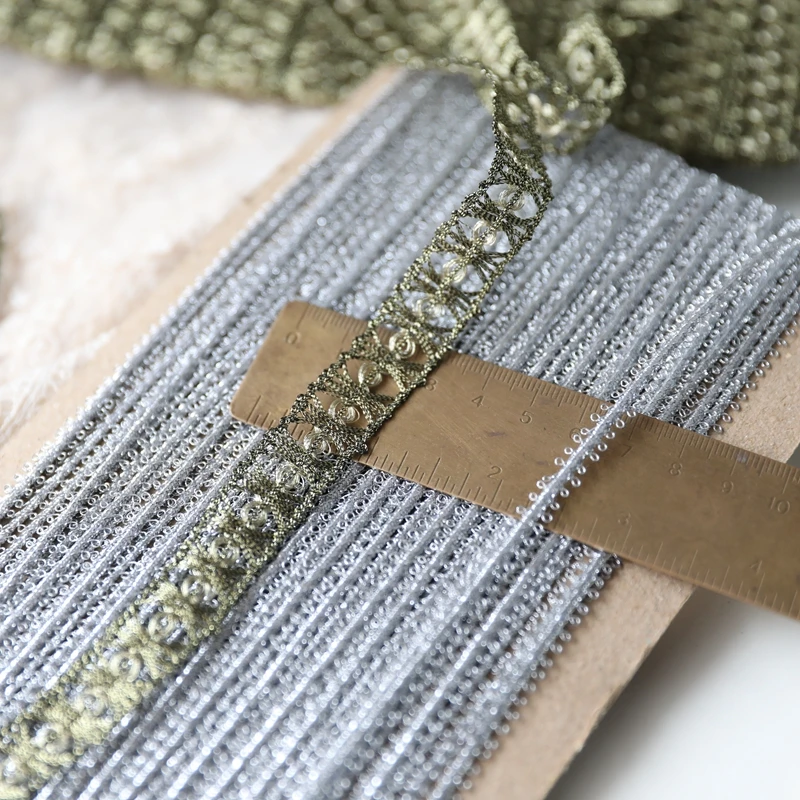 1 м новейшая Серебристая Золотая кружевная ткань Высококачественная лента для