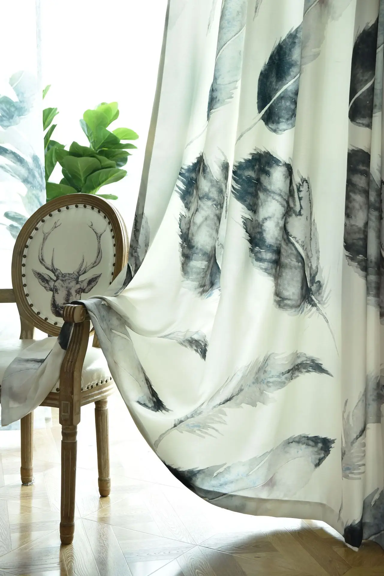 Современная простая занавеска готовая серая перо Европейская гостиная спальня