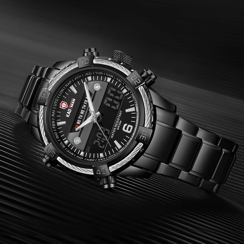 KADEMAN мужские часы Топ люксовый бренд спортивные кварцевые цифровые полностью