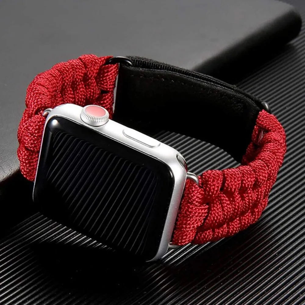 Спасательный веревочный ремешок для Apple watch 44 мм 40 iWatch 42 38 Открытый Кожаный