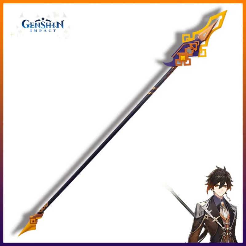 1:1 COS Zhongli Genshin Impact Spear Cosplay Prop Suit Vortex Vanquisher Handsome Pike Blade Earthly Leisure Travel PVC Weapons