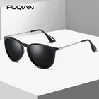 Солнцезащитные очки FUQIAN UV400 для мужчин и женщин, классические круглые модные пластиковые солнечные очки с защитой UV400, с поляризационными линзами, чёрные розовые