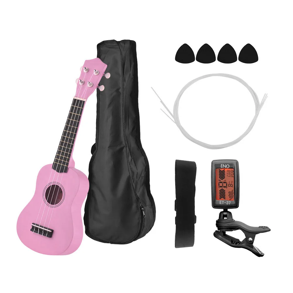 Pink 2" Гавайские гитары укулеле набор цветной акустический сопрано Гавайские гитары укулеле комплект Липа с сумкой для переноски струны медиаторы гитарный тюнер - Цвет: Pink