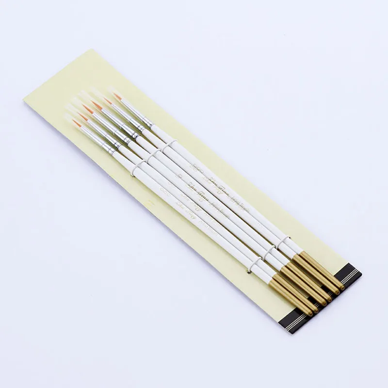 

6Pcs/Set Fine Hand-Painted Thin Hook Line Pen Nylon Hair Painting Brush Pen Set Wooden Handle Watercolors Oil Art Supplies