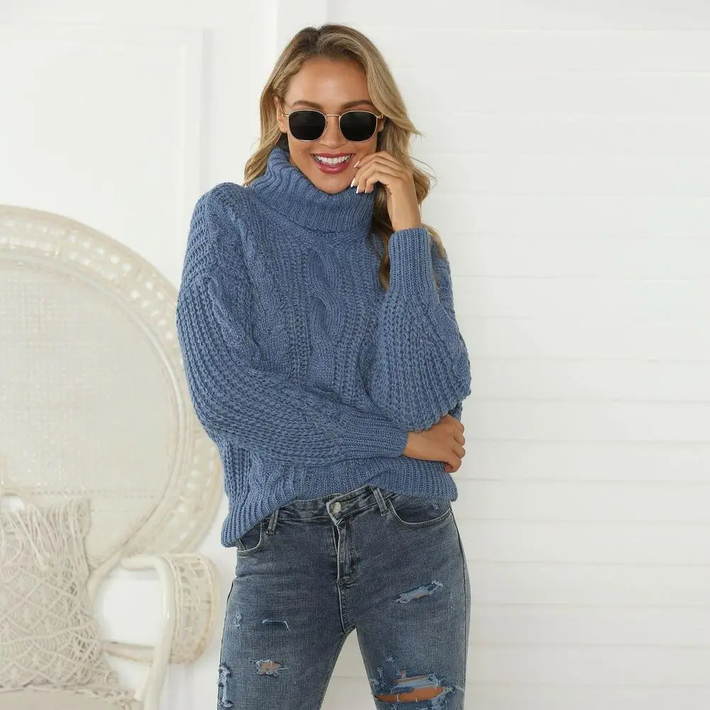 Женский свитер с длинным рукавом Луи Джейсона плотный однотонный трикотажный