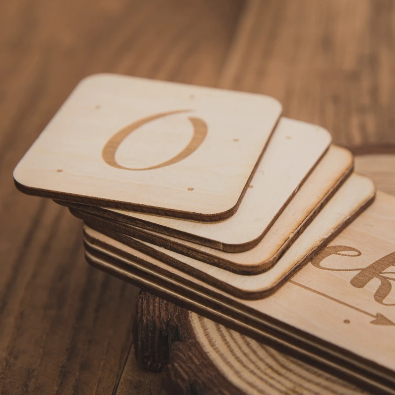 7pcs/set Baby Photography Milestone Cards Wooden Newborn Milestone Card Memorial Monthly Photography Props Kid Toys Souvenir Set