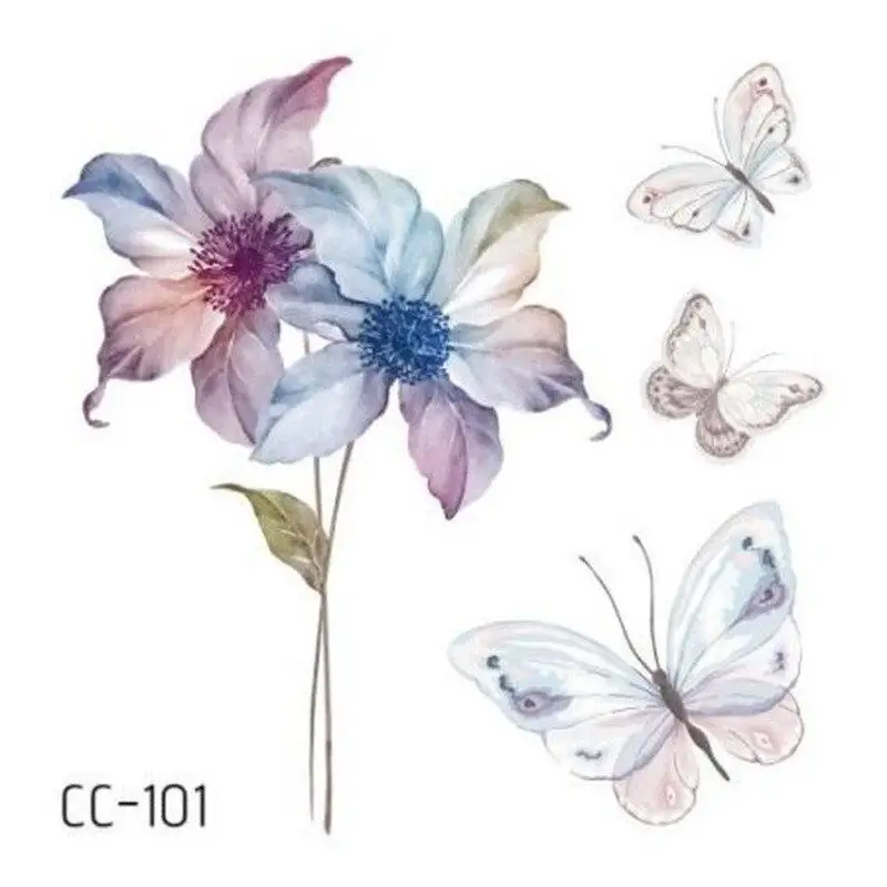 Временные тату наклейки для женский боди арт 3D Бабочка роза цветок перо