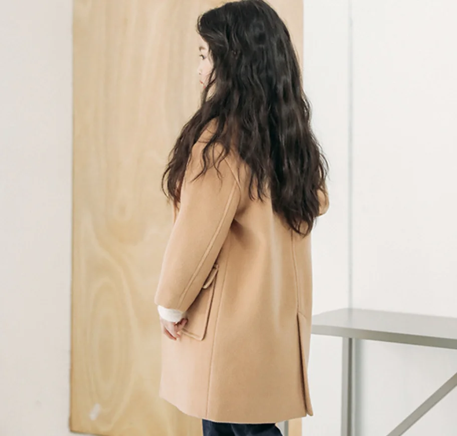 Осенне-зимнее шерстяное пальто для девочек модное высококачественное детская