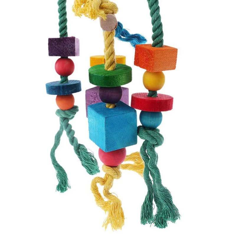 

2Pcs Colorful Beads Bells Parrot Toys Suspension Hanging Bridge Chain Parrot Chew Swing Toys Bird Cage Home Decoration