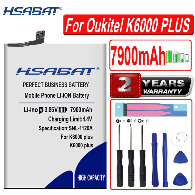 HSABAT топ бренд 100% новый аккумулятор большой емкости 7900 мАч для OUKITEL K6000 plus