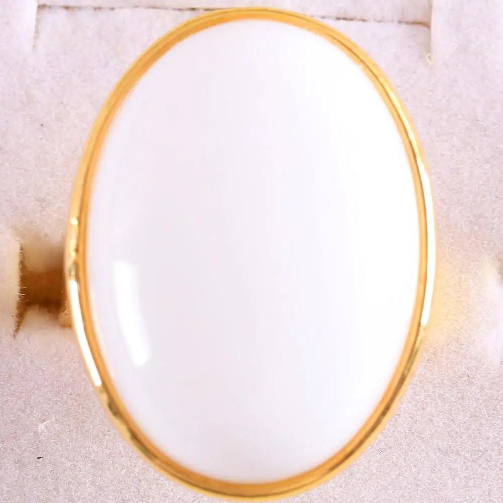 1 шт. ювелирные изделия подарок регулируемое кольцо для женщин мужчин натуральный овальный камень шарик белый фарфор камень палец кольцо Z332