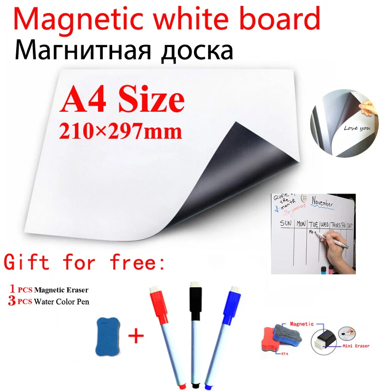 

A4 Size 210*297mm Magnetic Whiteboard Fridge Marker Message Notice Pad Boards Writing Drawing Dry Eraser Magnet Free Shipping