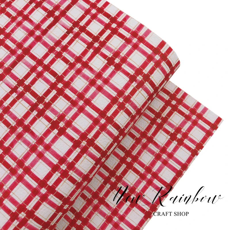 Новинка листы из искусственной кожи с рисунком радуги 30x22 см в красную клетку