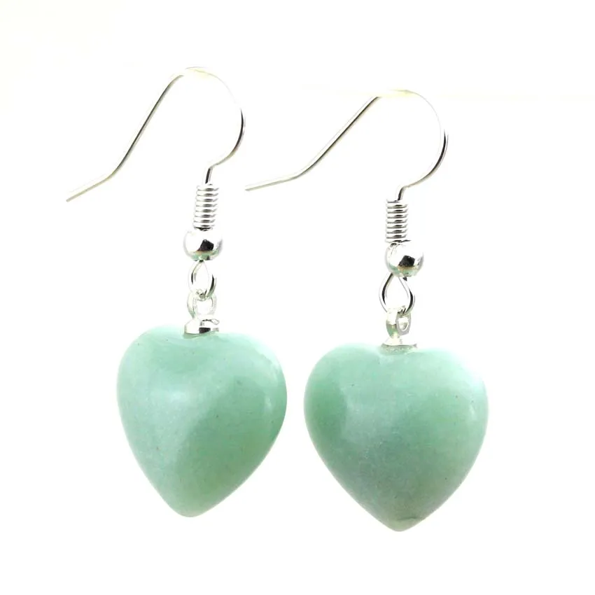 

Серьги-подвески в форме сердца с натуральным кристаллом