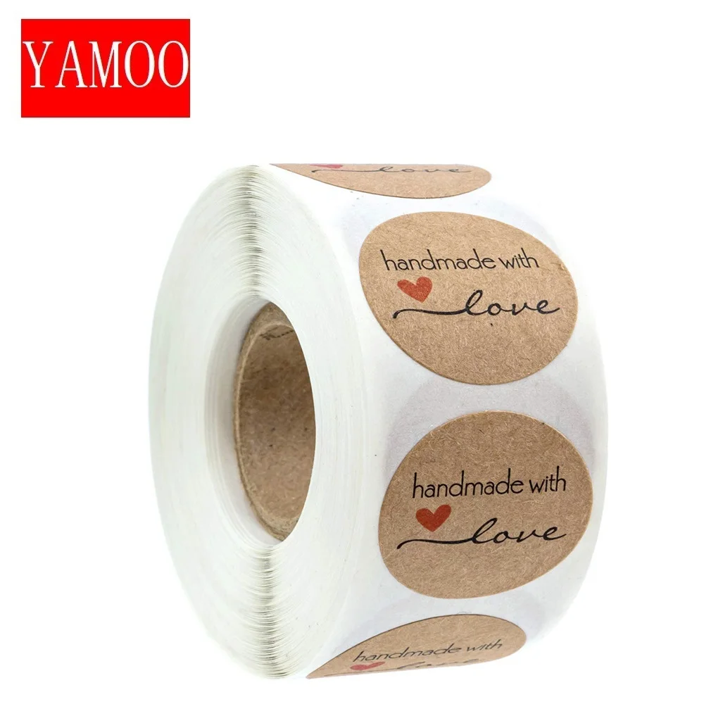 Круглые наклейки ручной работы из натуральной крафтовой бумаги этикетки для