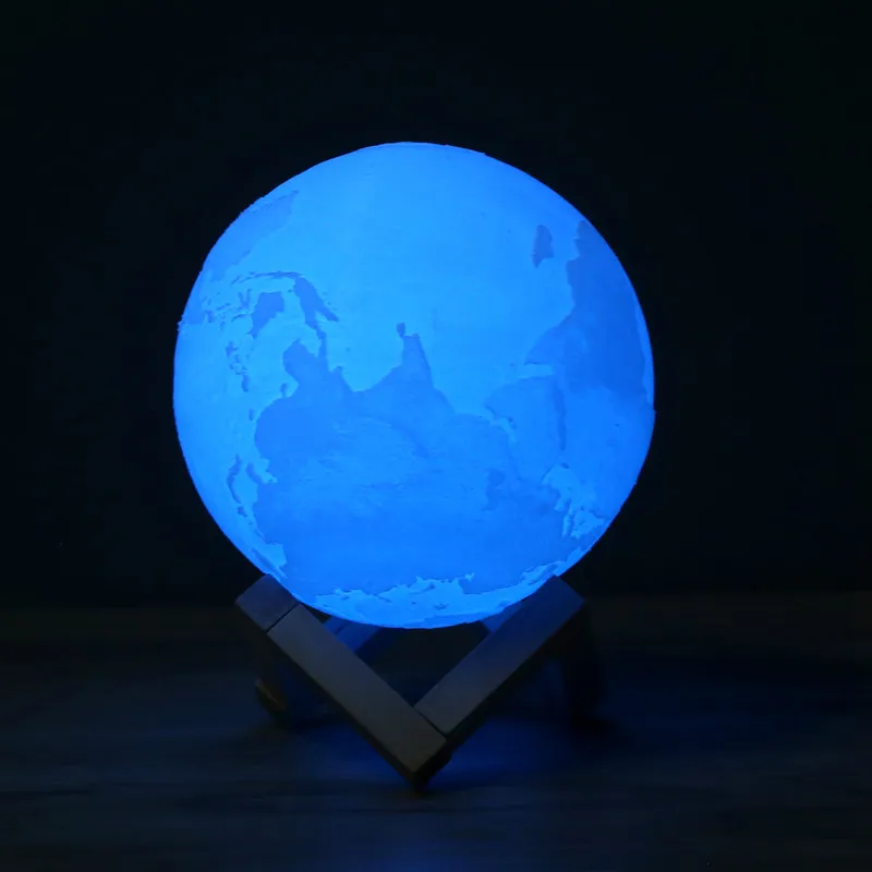 2 или 16 цветов 3D принт земля ночник светодиодный светильник зарядка через USB