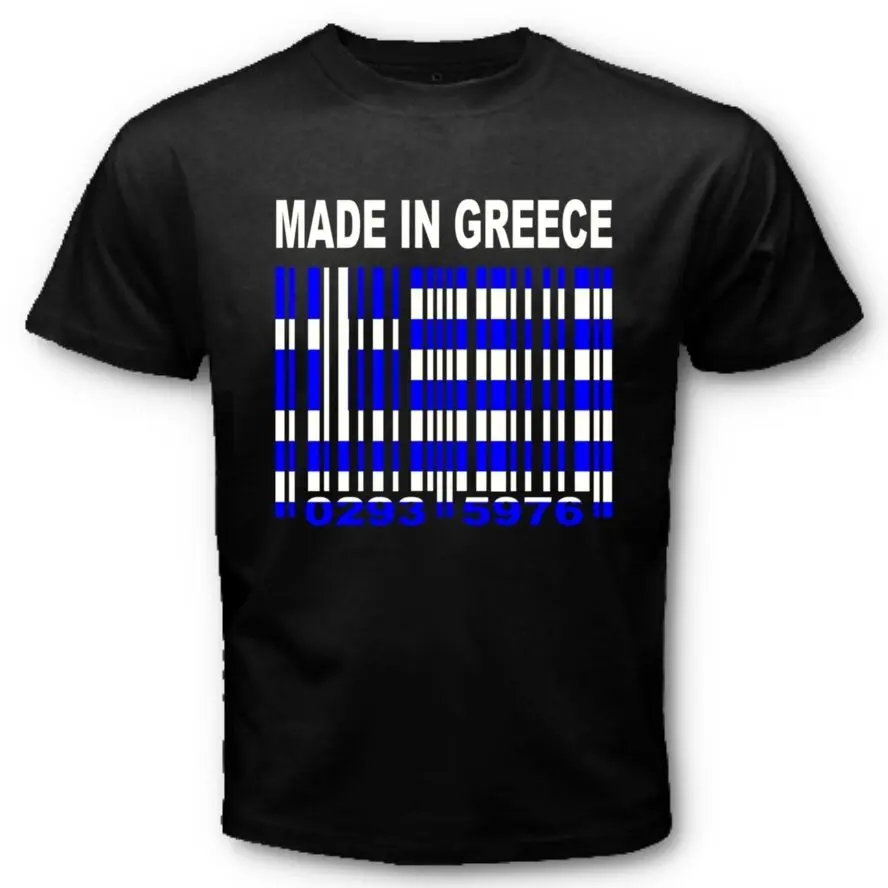

MADE IN GREECE Greek Athens National Flag Barcode Numbers T-Shirt. Summer Cotton Short Sleeve O-Neck Mens T Shirt New S-3XL
