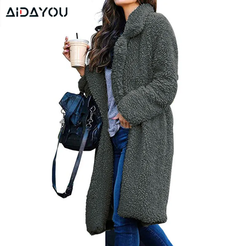 Женский длинный кардиган с отворотом ветровки из овечьей шерсти вельветовые