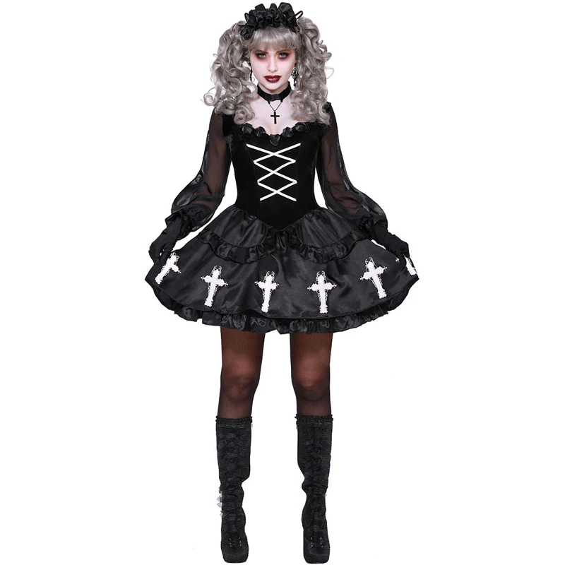 

Lady Carnival Halloween Horror Evil Witch Costume Ghost Zombie Clown Outfit Cosplay Fancy Party Dress