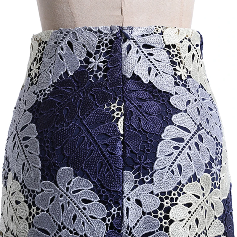 

TWOTWINSTYLE Hit Color Elegant Skirt For Women High Waist Patchwork Lace Vintage Midi Bodycon Skirts Female 2021 Spring Clothing