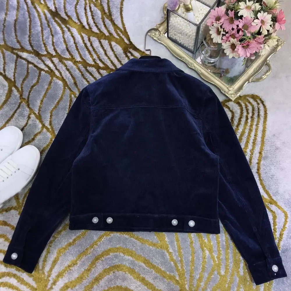 9 21 осень зима новый 2020 модный темпераментный вельветовый длинный рукав отворот