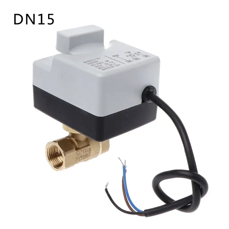 

AC220V DN15 DN20 DN25 2 Way 3 Wires Brass Motorized Ball Valve Electric Actuato With Manual Switch