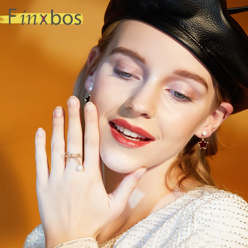 

Finxbos дизайнерское модное медное Золотое кольцо с жемчужным бантом для женщин