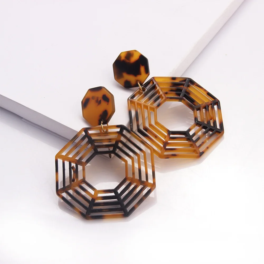 Новые Индивидуальные ацетатные акриловые геометрические Висячие серьги женские