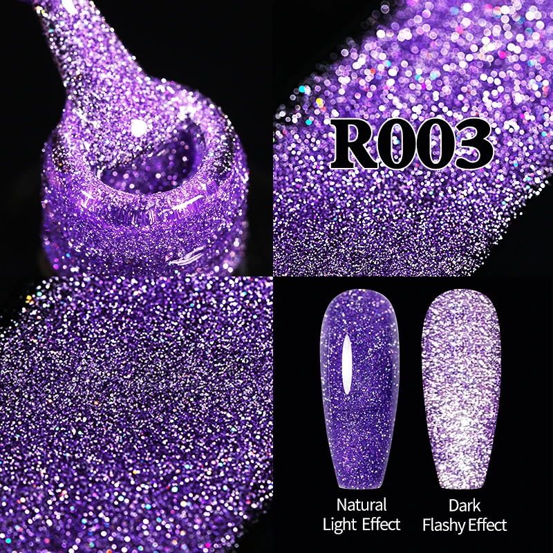 

UR SUGAR Shiny Purple Reflective Glitter Nail Gel Sparkling Auroras UV LED Nail Art Varnishes Semi Permanent Nail Art