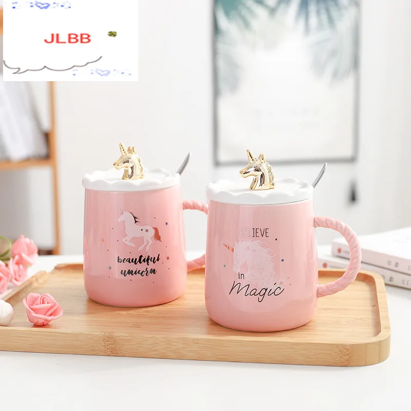 Волшебная кофейная кружка в виде единорога с 3D воздушной крышкой и ложкой